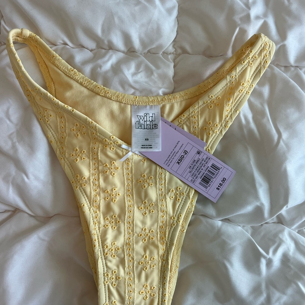 Wild Fable Yellow Embroidered Swim Bottoms